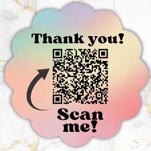 100 Thank you Stickers Thermal Scalloped flowers Glossy